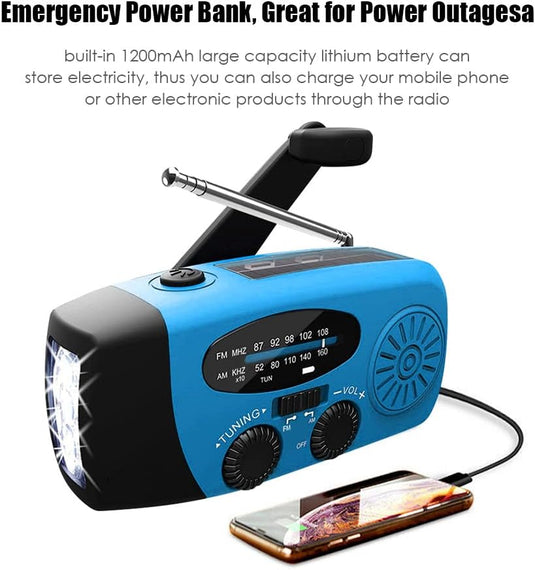 MijnNoodRadio - 1200 mAh - Solar oplaadbaar - Blauw