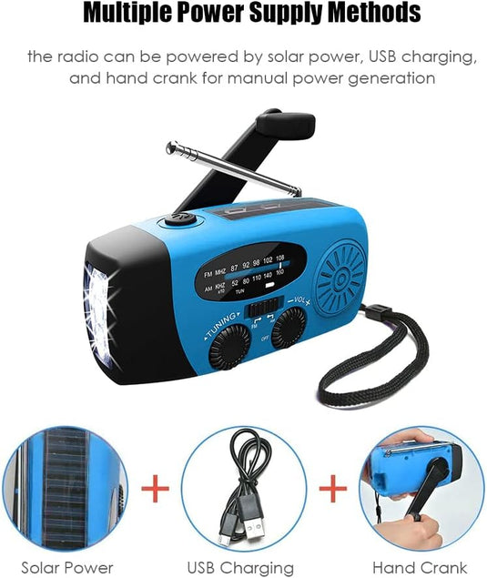 MijnNoodRadio - 1200 mAh - Solar oplaadbaar - Blauw